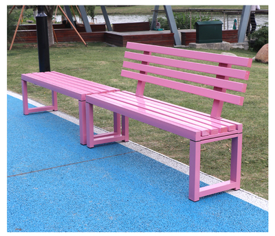 Đơn giản tựa lưng băng ghế công viên băng ghế ngoài trời trung tâm mua sắm băng ghế nghỉ ngơi băng ghế tựa gỗ rắn bảo quản băng ghế gỗ màu hồng
