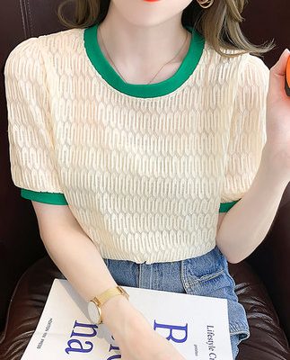 Mùa hè áo phông ngắn tay voan quần áo mùa hè của phụ nữ 2022 áo sơ mi mới áo sơ mi nhỏ phụ nữ cảm thông thiết kế áo sơ mi niche