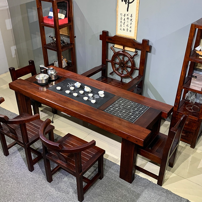 Thuyền cũ bàn trà và ghế kết hợp gỗ rắn cổ điển Bàn trà Kung Fu ban công văn phòng uống cà phê bàn cà phê đơn giản đồ nội thất Trung Quốc