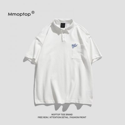Mmoptop mùa hè cotton ngắn tay cặp đôi nam POLO áo sơ mi nam phiên bản hàn quốc Áo thun rời bé trai ve áo