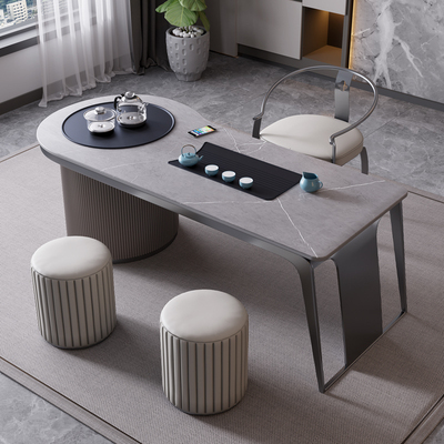 Bàn ghế trà đá phiến sang trọng nhẹ kết hợp bàn trà hiện đại tối giản bàn văn phòng inox bàn trà kung fu cao cấp