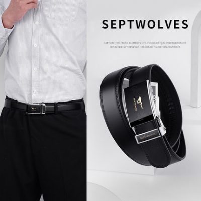 Thắt lưng Septwolves thắt lưng nam da tự động khóa thắt lưng da bò nguyên chất hẹp đích thực thương hiệu cao cấp thắt lưng nam giới trẻ