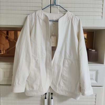 Nhật Bản độc thân mùa xuân và mùa thu mới của phụ nữ denim giặt áo khoác cardigan không cổ không nút áo khoác giản dị đơn giản thích hợp phong cách Nhật Bản