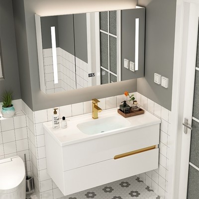 Bắc Âu phòng tắm tủ chậu rửa kết hợp gốm sứ tối giản hiện đại một chậu rửa bể bơi nhà vệ sinh chậu rửa sàn