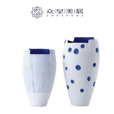 Ánh sáng hậu hiện đại sang trọng sáng tạo đồ hoa sáng tạo Jingdezhen bình gốm bán hàng văn phòng khách sạn trang trí mềm đồ trang trí cắm hoa khô