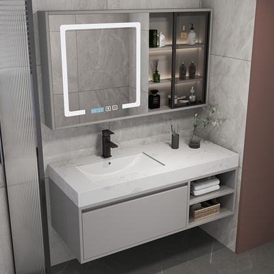 Tủ phòng tắm sang trọng nhẹ kết hợp đá phiến hiện đại tối giản tích hợp chậu rửa nhà vệ sinh chậu rửa thông minh chậu rửa