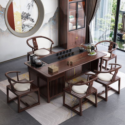 Bàn trà kiểu trung quốc mới bàn ghế kết hợp ban công bàn trà bộ bàn trà nguyên khối gỗ nguyên tấm Bàn cà phê Zen Kung Fu