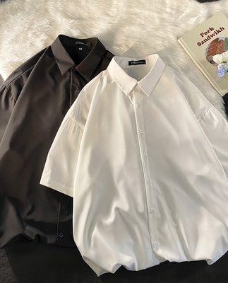 tinh khiết ピ ュ ア áo sơ mi trắng nam ngắn tay mùa hè băng lụa áo khoác mỏng áo khoác phong cách Hồng Kông Nhật Bản thủy triều thương hiệu quần áo