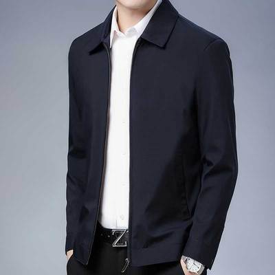 Áo khoác nam trung niên im lặng áo khoác mùa xuân và mùa thu mới kinh doanh giản dị áo khoác dạ rộng rãi áo khoác cha