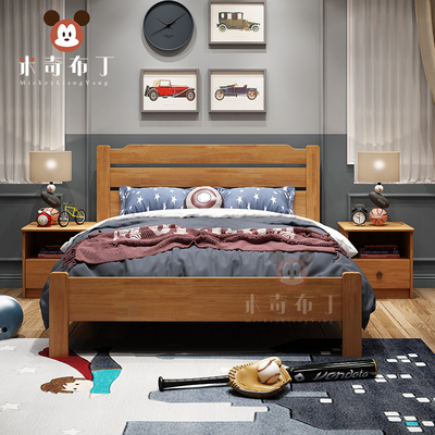 Tất cả gỗ rắn giường trẻ em giường bé trai giường đơn kiểu Mỹ 1,5 mét phòng ngủ thiếu niên giường học sinh 1,2 đồ nội thất phòng trẻ em