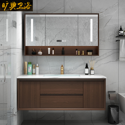 Hiện đại tối giản mới phong cách Trung Quốc đá phiến gỗ rắn một chậu phòng tắm tủ kết hợp chậu rửa chậu rửa phòng tắm