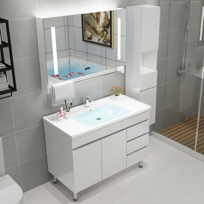 Tủ phòng tắm bằng thép không gỉ 304 kết hợp chậu gốm một chậu rửa chậu rửa hồ bơi nhà vệ sinh bộ trạm rửa