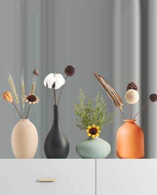 Phong cách bắc âu bình gốm nhỏ trang trí nhà phòng khách cắm hoa sáng tạo đơn giản hoa khô tủ tivi trang trí bàn