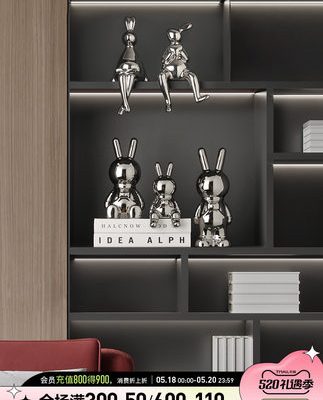 Beihanmei Ánh sáng sang trọng Phi hành gia Thỏ lối vào Tủ rượu Tủ TV Phòng khách Đồ trang trí nhẹ nhàng Đồ trang trí nhà Gốm sứ Đồ trang trí nhỏ