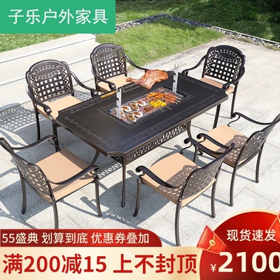 Zile Furniture Bàn và Ghế ngoài trời Bàn và Ghế ngoài trời Giải trí ngoài trời Bàn và Ghế BBQ Sân vườn Sân thượng ngoài trời Bàn và Ghế BBQ bằng nhôm đúc
