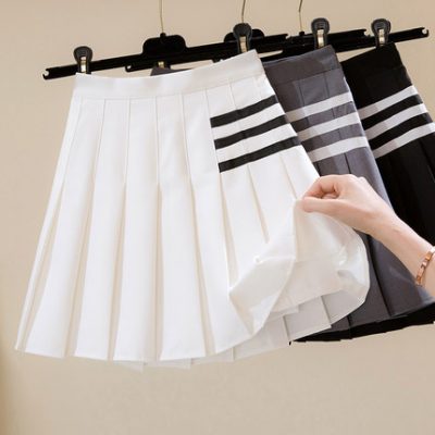 Váy xếp ly của phụ nữ mùa hè đại học phong cách mới váy lưng cao mỏng kết hợp tất cả các kết hợp váy ngắn chống chói phù hợp với quần culottes một dòng