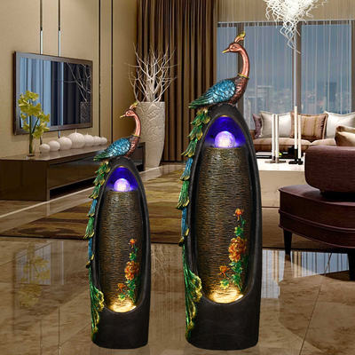 Đài phun nước phòng khách lưu thông nước phụ kiện nhà chim công kiếm tiền trang trí phong cảnh tủ tivi cạnh sàn đồ trang trí