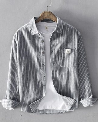 Áo sơ mi nam thiết kế cảm giác thích hợp sọc dài tay mùa hè giản dị áo khoác inch áo khoác ngắn tay mùa xuân và mùa thu nam giới cao cấp