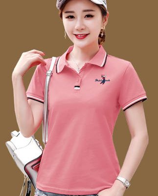 Áo thun polo nữ ngắn mùa hè rộng rãi mẹ với ve áo nhỏ tay ngắn áo thun trung niên cotton 2022 new