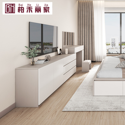 Tủ trang điểm phòng ngủ màu đỏ ròng tủ đựng đồ tích hợp tủ tivi kết hợp tủ trang điểm chung cư nhỏ tối giản hiện đại tủ trang điểm