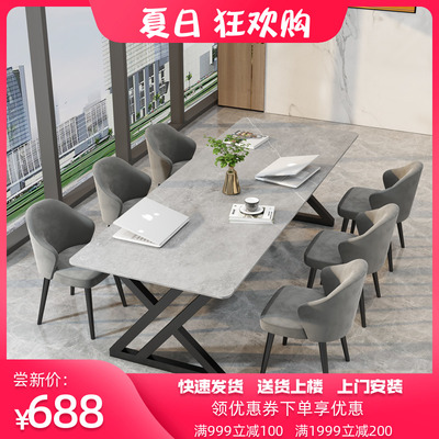 Bàn hội nghị bằng đá phiến xám ánh sáng đá cẩm thạch sang trọng Bàn làm việc dài 2m bàn làm việc nối bàn đàm phán bàn ghế