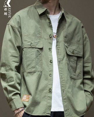 Áo khoác sơ mi dài tay mùa hè của nam giới áo sơ mi dụng cụ mặc bên ngoài của nam giới thường xuyên cộng với kích thước của nam giới áo sơ mi nam mỏng hợp thời trang