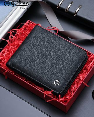 Goldlion ví nam da ngắn phần mỏng da bò lớp đầu tiên kinh doanh phần ngang ngắn đồng xu kẹp ví đơn giản