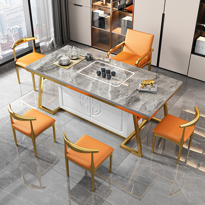 Bộ bàn ghế sa lông bàn ghế kết hợp ánh sáng sang trọng hiện đại tối giản phòng khách gia đình bảng lớn bàn trà kung fu bàn trà tất cả trong một bàn trà