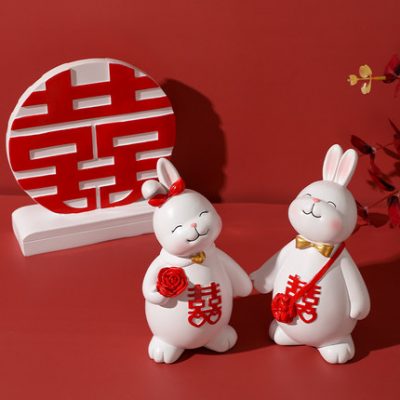 Quà cưới cho vợ chồng mới cưới, bạn gái, cặp đôi, đồ trang trí thỏ, lễ đính hôn, nhà lễ, đồ trang trí phòng khách, thiết thực