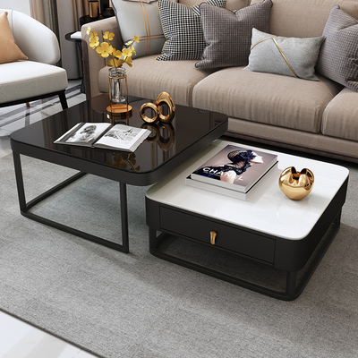 Ý nhẹ nhàng sang trọng đĩa đá bàn cà phê phòng khách đơn giản căn hộ nhỏ căn hộ nhỏ hình vuông bàn trà đá cẩm thạch bàn cà phê kết hợp bàn bên