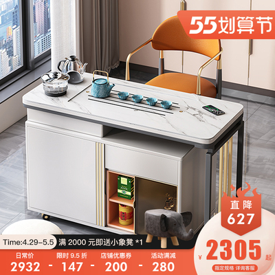 Bàn trà Slate Kung Fu ban công di động đơn giản trong gia đình có bánh xe xe đẩy trà hiện đại ánh sáng sang trọng trà nhỏ Bàn trà nhỏ một