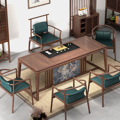 La Hán giường bàn ghế kết hợp gỗ nguyên khối kiểu trung quốc bàn trà Kung Fu bộ bàn trà phòng khách phòng khách văn phòng bàn pha trà