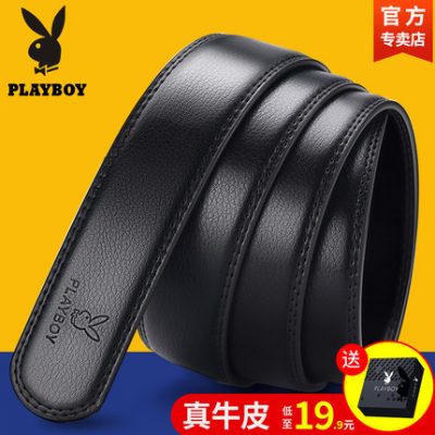 Thắt lưng Playboy dải thắt lưng nam tự động khóa không đầu thắt lưng da không đầu thắt lưng da nguyên chất xu hướng cơ thể thắt lưng