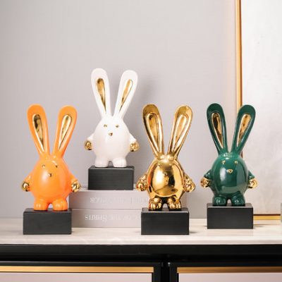 Tủ rượu gốm sứ thỏ trang trí nhẹ nhàng ánh sáng sang trọng cao cấp lối vào phòng khách tủ tivi trang trí nghệ thuật trang trí nhà