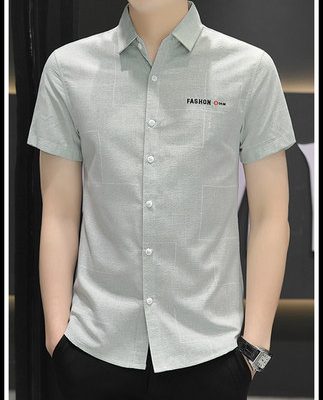 Mùa hè băng lụa áo sơ mi nam ngắn tay kẻ sọc cao cấp áo sơ mi inch kẻ sọc thanh niên giản dị nhẹ nhàng sang trọng tất cả các kết hợp áo sơ mi nửa tay