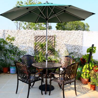 Emperor Times Garden tròn bàn ghế nhôm đúc ô dù nhôm đúc ngoài trời bàn ghế thư giãn bàn ăn khách sạn ngoài bàn trà