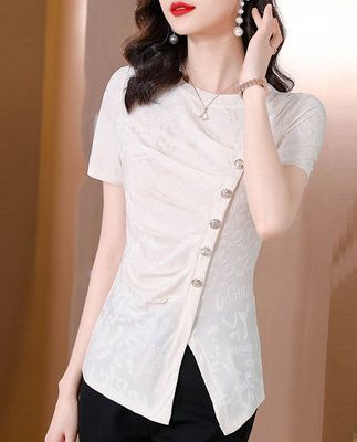 Áo thun không thường xuyên của phụ nữ 2022 váy mùa hè mới thiết kế hàng đầu của phụ nữ sang trọng hợp thời trang và xu hướng áo sơ mi mỏng của phụ nữ