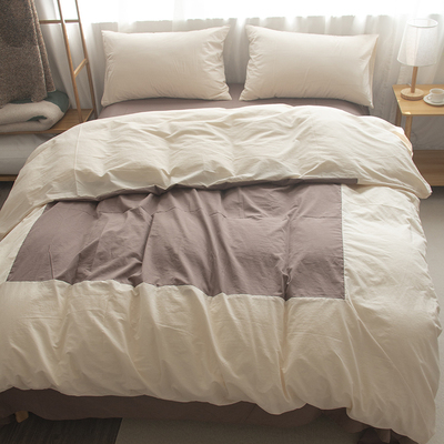 50S cotton wash cotton bốn mảnh Bộ đồ giường đôi phong cách Nhật Bản chăn bông trải giường đôi Bộ đồ giường 1,5m1,8m