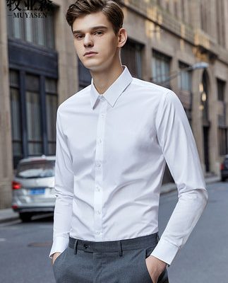Áo sơ mi trắng nam dài tay không bàn ủi công sở form rộng vừa vặn phiên bản hàn quốc nam công sở chuyên nghiệp cộng thêm áo sơ mi nhung ấm áp