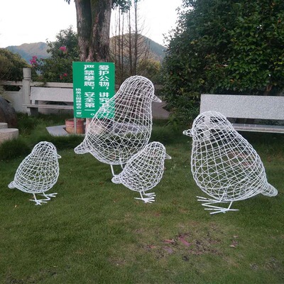 Đồ trang trí bằng thép không gỉ ngoài trời chim rỗng đồ trang trí dây lưới động vật trang trí kim loại sáng tạo dệt thủ công