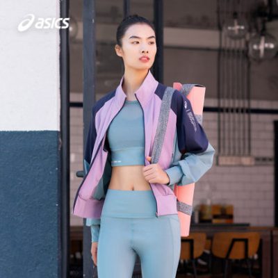 ASICS Arthur 2022 Mùa xuân / mùa hè của phụ nữ thời trang cổ điển Áo khoác rộng rãi Yoga màu tương phản Áo khoác dây kéo của phụ nữ