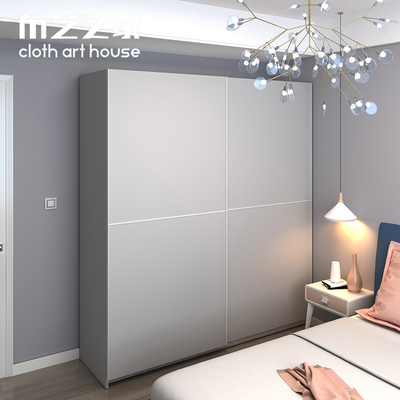 Sơn xám tủ quần áo cửa trượt cửa trượt phòng ngủ nội thất hiện đại Bắc Âu toàn bộ ngôi nhà tùy chỉnh tổng thể tủ quần áo lớn đơn giản
