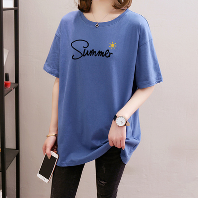 Áo phông ngắn tay của phụ nữ trung niên 2022 váy mùa hè mới 50 tuổi 40 cộng với kích thước bông của phụ nữ áo dài trung niên của phụ nữ