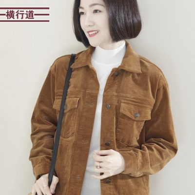 Ve áo Corduroy Áo khoác nhỏ Màu sắc rắn chắc Túi rời 2022 Túi mới Túi thường Kích thước lớn Mặc ngoài Áo dài tay Nữ