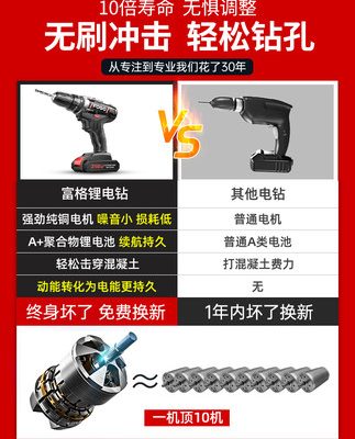 Máy khoan điện cầm tay máy khoan tác động biến hộ gia đình máy khoan súng lục nhỏ Công cụ điện lithium đa chức năng búa điện Máy khoan vặn vít có thể sạc lại