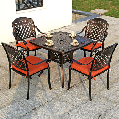 Bàn vuông ngoài trời bàn ghế sân vườn ngoài trời phong cách châu âu nhôm đúc ban công biệt thự bàn ghế thư giãn