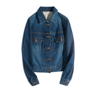 Nhật Bản độc thân của phụ nữ cổ điển giản dị đơn giản áo khoác denim dài tay áo khoác ngắn 22 đầu mùa xuân mới