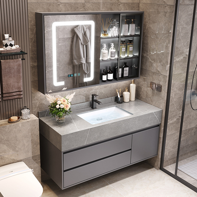 Tủ phòng tắm bằng đá phiến kết hợp thông minh hiện đại nhẹ nhàng chậu rửa sang trọng chậu rửa tủ âm tường phòng tắm đơn giản