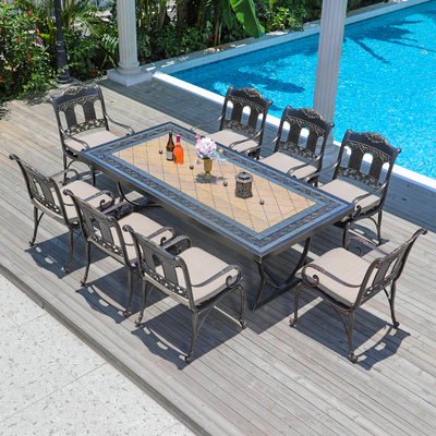 Bàn ghế nhôm đúc ngoài trời bàn tiệc nướng kết hợp sân biệt thự sân vườn phòng ăn kim loại bàn ghế ban công bàn ghế thư giãn