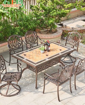 Bàn ghế ngoài trời bàn ghế nhôm đúc ngoài trời sân vườn biệt thự thư giãn ghế sắt rèn sân thượng Bàn ghế kết hợp phong cách Châu Âu